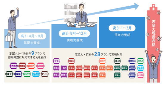 進研ゼミ高校講座の受験基礎対策・志望大別対策校